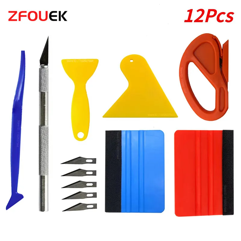 12Pcs Kleine Schaber Für Auto Fenster Film Auto Vinyl Wrap Tool Kit Glas Reinigung Kann Verwendet Werden Für Handy film Auto Zubehör Image