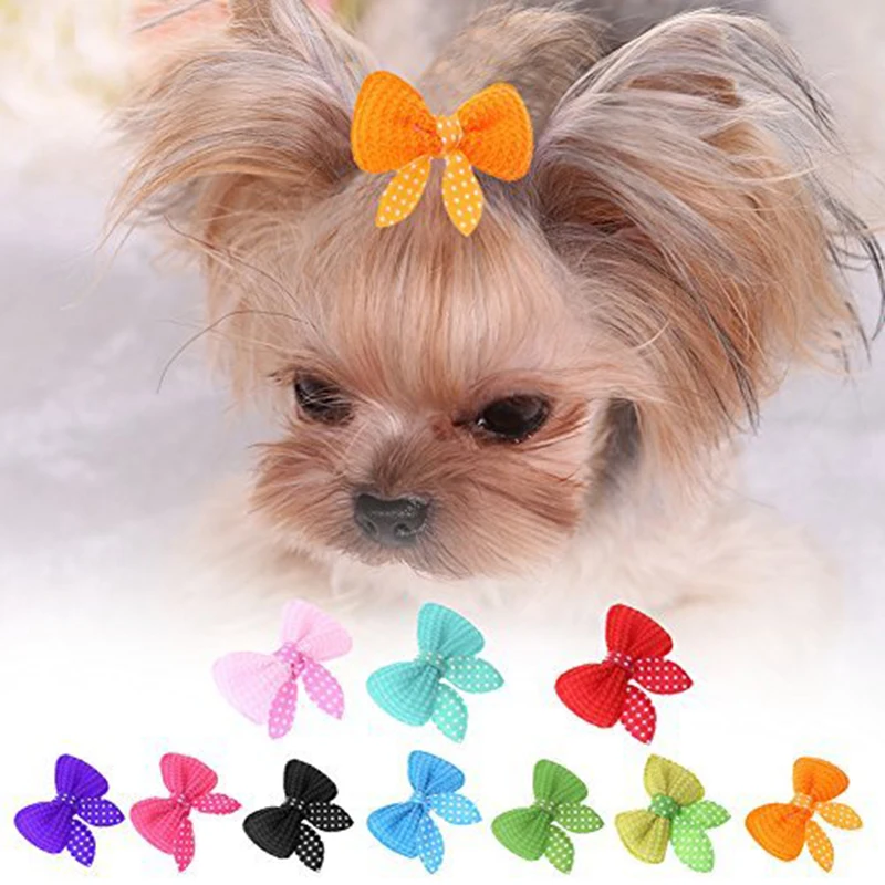10pcs kawaii Bogen Welpen Haars pange kreative niedliche Katze Hund Haar Finish dekorative Ente Schnabel Clip großen Bogen Party Haustier Zubehör Image