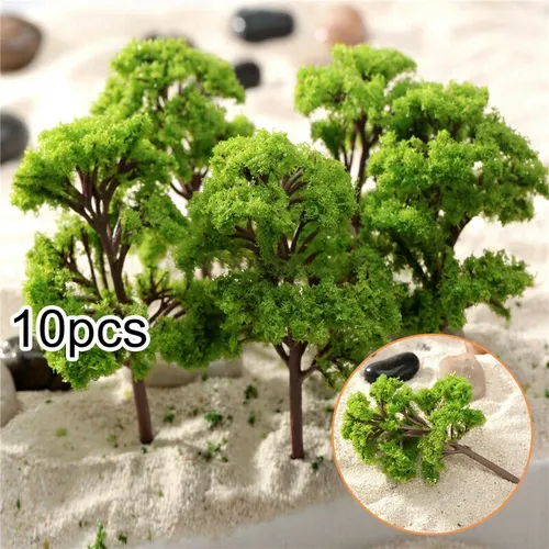 10pcs 4cm Modell Bäume Zug Eisenbahn Layout Diorama Mini Landschaft Plastik waage Szene Miniatur