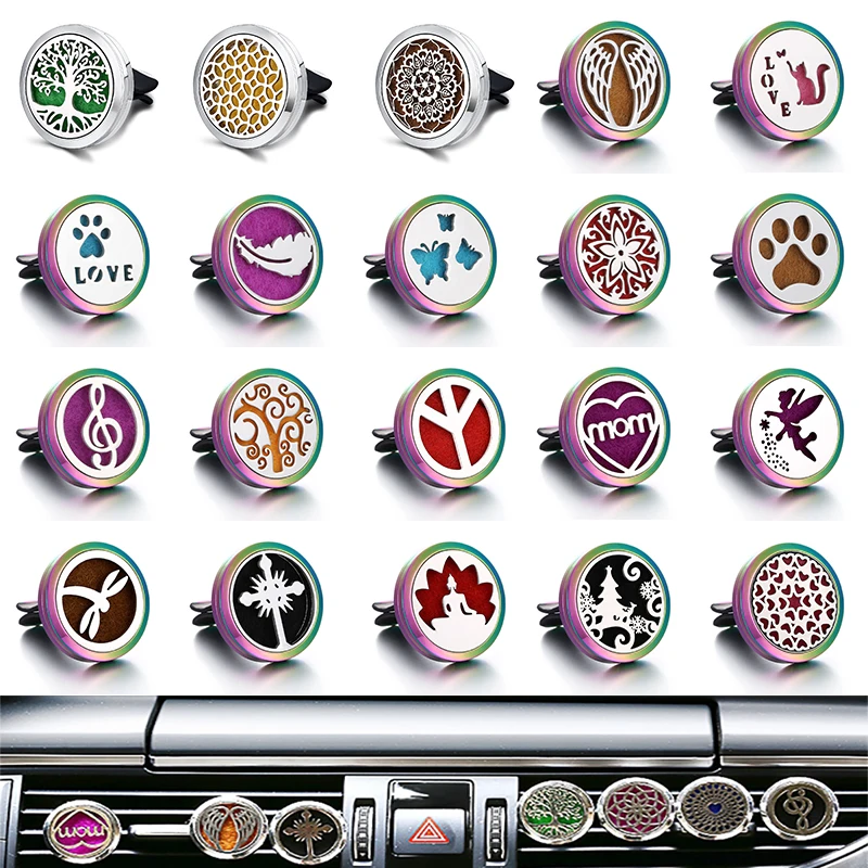 Nachfüllbarer Auto Lufter frischer Geruch Parfüm Diffusor Clip Auto Vent ätherisches Öl Edelstahl Medaillon Innen zubehör Image