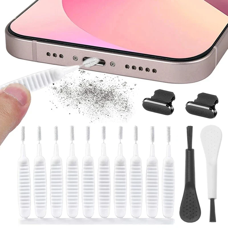 10 stücke Mini-Reinigungs bürste Telefon Ladeans chluss Staubs topfen Reinigungs bürste Dusch staub Reinigungs bürste Computer Tastatur Reinigung auch Image