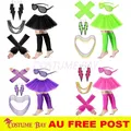 Pesenar Damen Neon 80er Jahre Tutu Rock Kostüm 6 stücke Accessoires Set Themen Party Kostüm