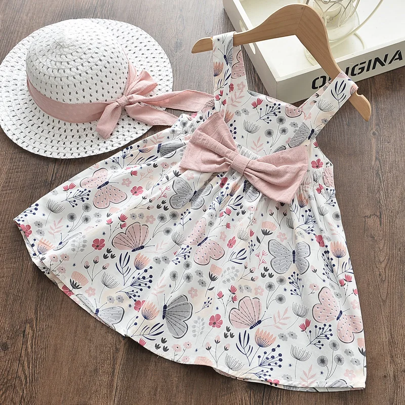 Melario Kleinkind Baby Nette Schleife Mädchen Kleid Blume Prinzessin Infant Mädchen Ärmellose Party Kostüme Neugeborenen Schöne Kleidung Mit Hut Image
