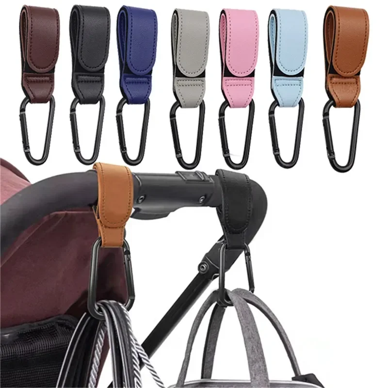1/2 pz Cuoio DELL'UNITÀ di elaborazione Passeggino Gancio per Carrozzina Ruota di 360 Gradi Girevole Carrello Organizzatore Carrozzina Gancio Passeggino accessori