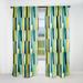 Designart "Green And Yellow Stripes Harmony V" Striped Blackout Printed Art Curtain For Bedroom