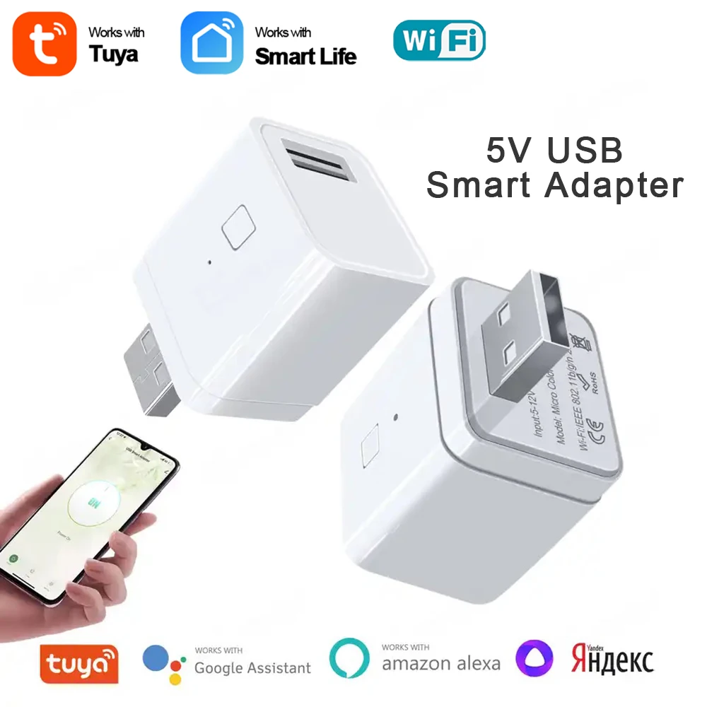 Tuya Smart Micro USB Adapter Schalter 5V WiFi Mini USB Netzteil Funktioniert mit Alexa Hey Google Alice für Smart Home Image