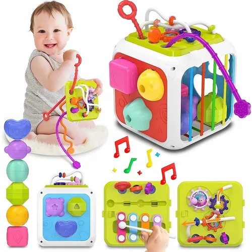 7 in 1 Babys pielzeug 0 6 12 Monate sensorische Form Sortierer Spielzeug ziehen Schnur Spielzeug