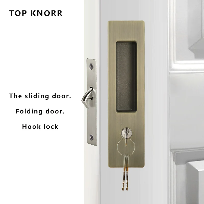 Top knorr türschloss schiebetür schloss griff zink legierung ein hakens chloss körper mit schlüssel universal bad schiebetür schloss