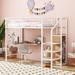 Twin Size Metal Loft Bed with Desk and Metal Grid, Stylish Metal Frame Bed with Lateral Storage Ladder and Wardrobe