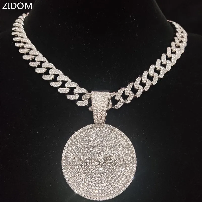 Männer Frauen Hip Hop KONDE BOY Buchstaben Anhänger Halskette 13mm Kubanischen Kette HipHop Iced Out Bling Halsketten Mode Charme schmuck