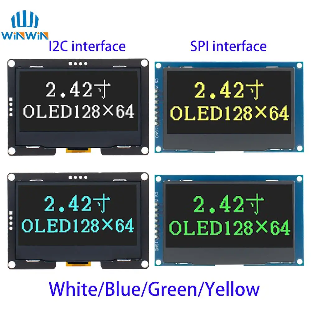 2,4 Zoll 2,42 Zoll 128 x 64 OLED LCD Display Modul SSD1309 12864 7 Pin SPI/IIC I2C Serielle Schnittstelle für Arduino UNO R3 C51 Image