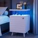 LED Nightstand LED Bedside Table End Tables Living Room with 4 Acrylic Columns, Bedside Table with Drawers for Bedroom