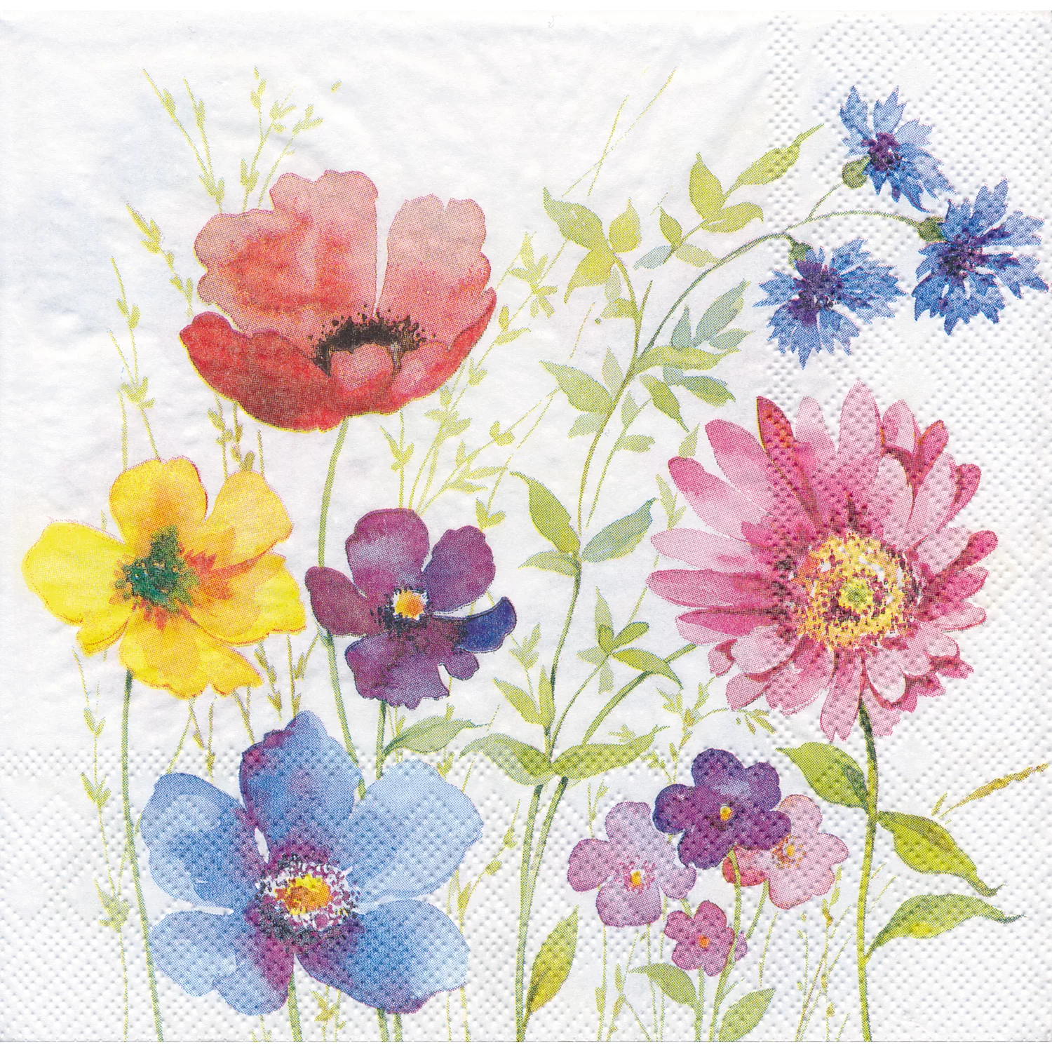 Papierservietten Aquarellblumen, 33 x 33 cm, 20 Stück Image