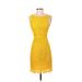 Michael Kors Casual Dress - Sheath Crew Neck Sleeveless: Yellow Print Dresses - Women's Size 2