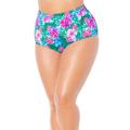 Plus Size Women's High Waist Hot Pant Brief by Swimsuits For All in Emerald Hibiscus (Size 8)