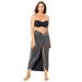 Plus Size Women's Sparkle Twist Front Maxi Skirt Cover Up by Swimsuits For All in Black Sparkle (Size 14/16)