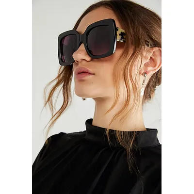Sugar Oversized Square Sunglasses at Free People in Black