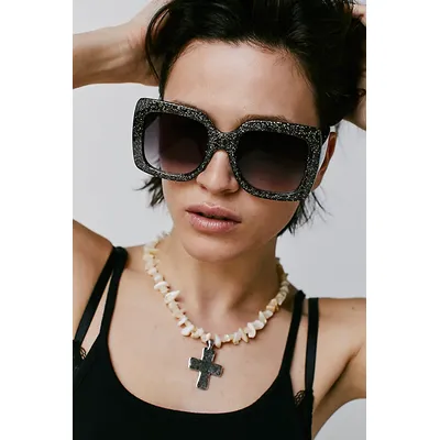 Sugar Oversized Square Sunglasses at Free People in Gunmetal