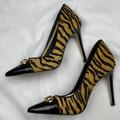 Michael Kors Shoes | Michael Kors Heels Size 8 In Black Tiger Print. New Without The Box | Color: Black/Brown | Size: 8