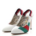 Gucci Shoes | Gucci Calfskin Glitter Web High Heel Slingback Pumps White | Color: Green/White | Size: 37.5eu