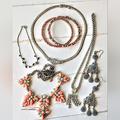 J. Crew Jewelry | Lot Of Costume Jewelry, Statement Necklaces | Color: Orange/Silver | Size: Os
