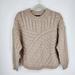 J. Crew Sweaters | J Crew Curved Cable Knit Sweater L Lambs Wool Blend Crew Fisherman Beige Bd146 | Color: Cream | Size: L