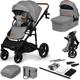 LIONELO Mari Tour 2-in-1 Kinderwagen bis 22kg mit Babywanne verstellbare Rückenlehne Zusammenklappbar 5-Punkt-Gurt Große 360 geländegängige Räder dreifache Dämpfung Verdeck XXL Buggy Baby Stroller