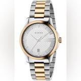 Gucci Accessories | Gucci Watch G-Timeless Two-Tone Stainless Steel Unisex Timepiece Ya126409 Bnwt | Color: Gold | Size: Os