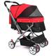 Pet Dog Stroller Portable Travel Cat Puppy Stroller with 360° Wheel Foldable Dogs Stroller with Storage Basket for Small Medium Dogs & Cats,Red