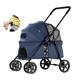 Pet Stroller Dogs Cats Strolling Cart Travel Folding Carrier Waterproof Puppy Stroller with Large Space for Medium Small Pets (Color : Blue, Size : L(Large))