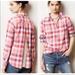 Anthropologie Tops | Anthropologie Isabella Sinclair Hibiscus Tea Pink Plaid Button Down Medium | Color: Orange/Pink | Size: M