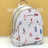 Michael Kors Bags | Michael Kors Jet Set Girls Adina Medium Backpack Mk Bright White Silver Multi | Color: Silver/White | Size: Medium