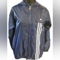 Adidas Jackets & Coats | Adidas Blue Signature Stripes Warmup Rain Jacket Hooded Girl's Xl Euc | Color: Blue/White | Size: Xlg