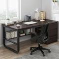 FAANAS Computer Desk with Bookshelf and 3 Drawers PC Study Writing Desk Student Writing Study Table Modern Simple Home Office Desk/Workstation(39 Inch, Black Walnut)