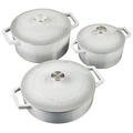 Cooks Professional Cast Iron Casserole Set of 3 | 20cm, 26cm & 28cm | 2.8L, 5.8L & 4.3L Dishes | Enamelled Cast Iron Pans with Lids | Non Stick Interior | For All Hob Types | Graduated Grey