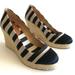 J. Crew Shoes | J. Crew Seville Striped Canvas Espadrille Wedge | Color: Black/Cream | Size: 8