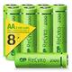 GP Batteries ReCyko Akku AA Mignon NiMH 2100 mAH, HR06, 1,2V, 6 Jahre Garantie, 8 Stück