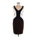 Boston Proper Casual Dress - Sheath V-Neck Sleeveless: Brown Print Dresses - Women's Size 6