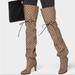 Gucci Shoes | Gucci Monogram Gg Women's Over The Knee Boots | Color: Tan | Size: 6.5