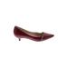 L.K. Bennett Flats: Slip-on Kitten Heel Work Red Print Shoes - Women's Size 40 - Pointed Toe