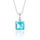 Anakao 9ct White Gold Necklace for Women with a Blue Topaz Gemstone and Diamonds, Blue Topaz Pendant Necklace For Women with a 3.80ct Square-Shaped Blue Topaz and 0.03ct Diamonds, with a 20 Inch Chain