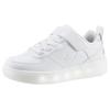 Sneaker SKECHERS "Blinkschuh SPORT COURT 92- SHOW MADDOX", Kinder, Gr. 28, weiß, Lederimitat, unifarben, sportlich, Schuhe, Schnürschuh mit Blinkfunktion, Größenschablone zum Download