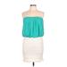 Charlotte Russe Casual Dress - Mini Open Neckline Sleeveless: Teal Print Dresses - Women's Size Large