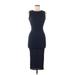 PrettyLittleThing Casual Dress - Midi Crew Neck Sleeveless: Blue Solid Dresses - Women's Size 8