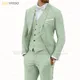 Ensemble 3 Pièces en Lin Trempé pour Homme Blazer Classique Décontracté Slim Fit GlaPants