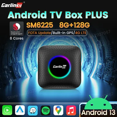 CarlinKit-Android 13 Smart TV Box CarPlay Ai SM6225 Sans fil Auto Apple Car Play Prise en