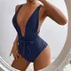 Maillot de bain une pièce pour femmes couleur unie Push-Up Tankini taille haute body offre