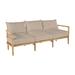 Summer Classics Santa Barbara 87" Wide Outdoor Teak Patio Sofa w/ Cushions Wood/Natural Hardwoods/Olefin Fabric Included in Brown/White | Wayfair