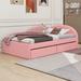 Red Barrel Studio® PU Tufted Daybed w/ Two Drawers & Cloud Shaped Guardrail Upholstered/Faux leather in Pink | 27.8 H x 42 W x 79 D in | Wayfair