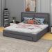 Latitude Run® Queen Size Hydraulic Bed w/ Drawer Upholstered/Metal/Linen in Gray | 43.7 H x 64.2 W x 82.7 D in | Wayfair